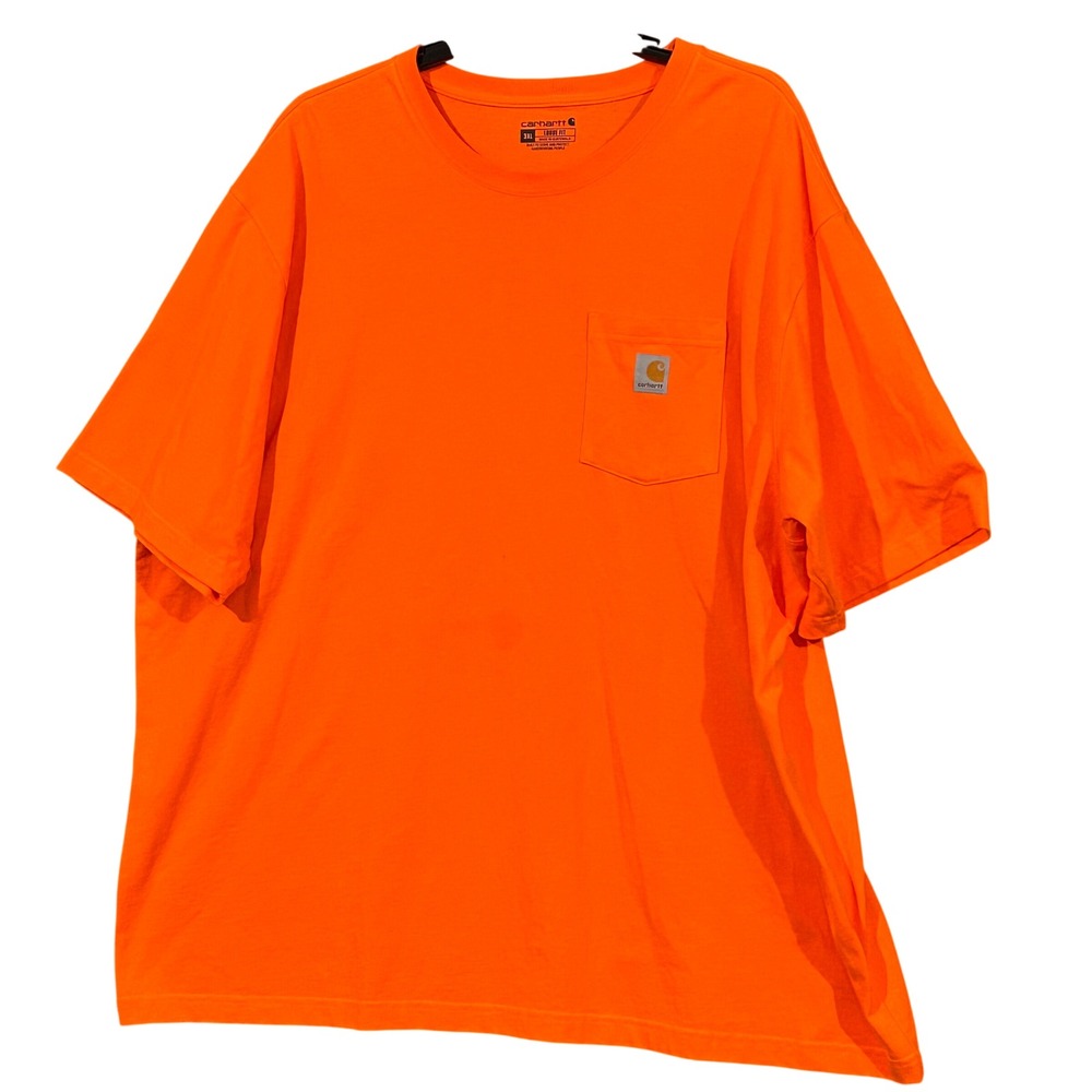 Carhartt Mens K87 BOG Loose Fit Pocket T-Shirt Blaze Orange 3XL Heavyweight